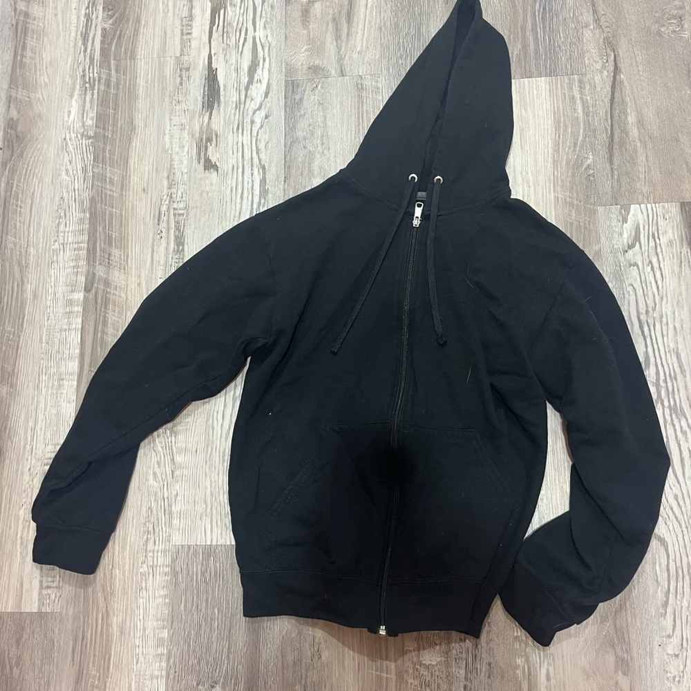 Black hooded zip up